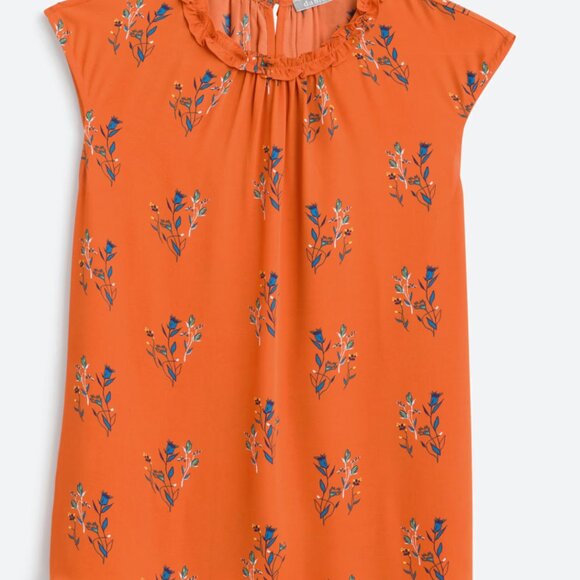 Stitch Fix Dressy Sleeveless Top Size Small Orange with Blue Floral Print - Picture 5 of 8